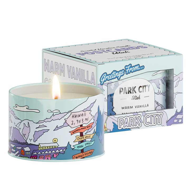 Postcards - Wholesale Jar/Filled Candle - Park City Winter, Utah | Scented Destination Candle