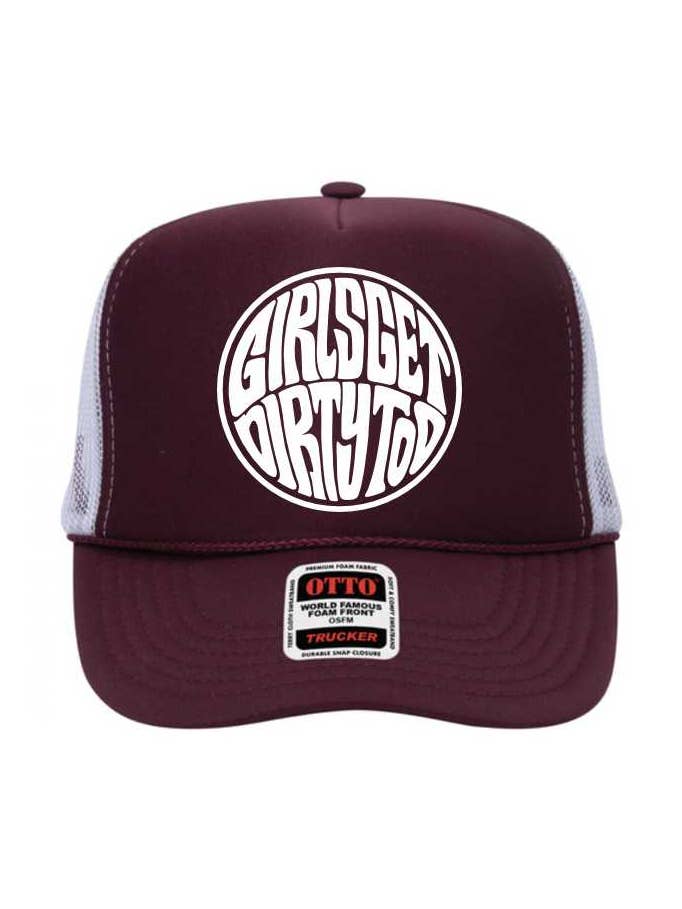 Squishy Foam Trucker - Maroon/White for wholesale by Off Road Vixens Clothing Co.