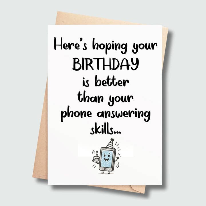 Sjovt Fødselsdagskort – Telefonbesvarelsesfejl for engroshandel hos SP Gifts