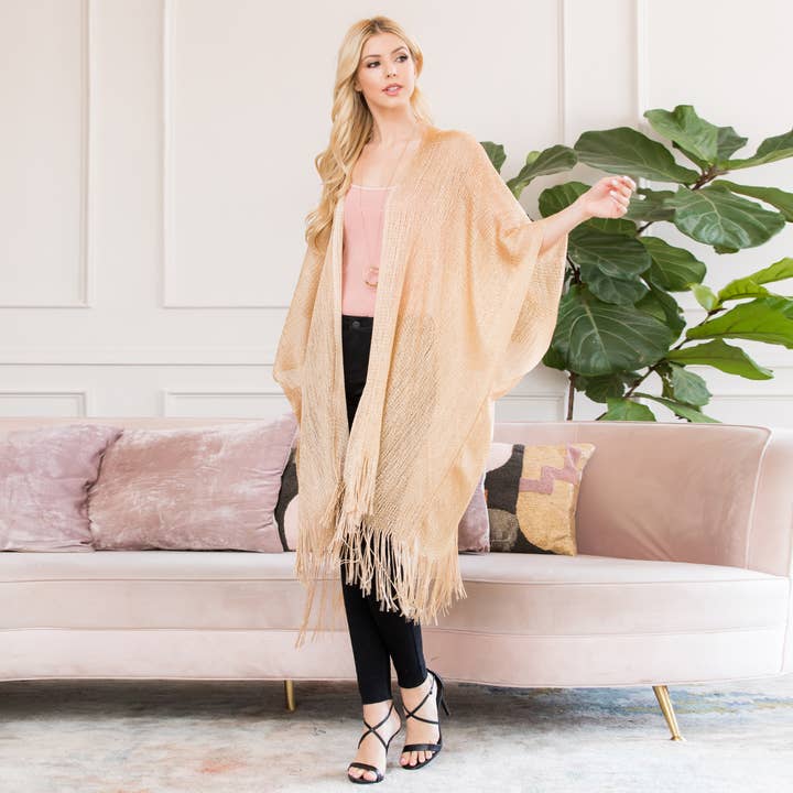 MYS Wholesale Inc - Wholesale Kimono - Women's - Elegant Metallic Colored Tassel Beach Kimono3