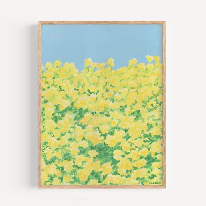 Brighter Days Yellow Floral Art Print for wholesale by Mackenzie Kuck Art + Textiles