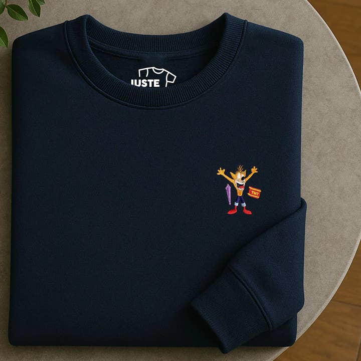 Felpa ricamata - Crash Bandicoot per la vendita all'ingrosso da parte di Juste un t-shirt