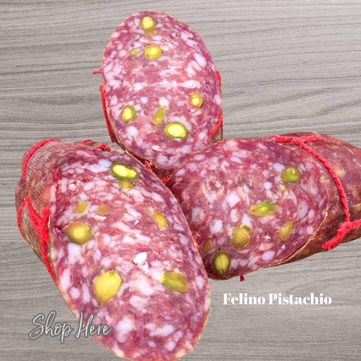 Felino Pistachio - CASE of  10 sticks  for wholesale by Fortuna's Sausage Co, LLC