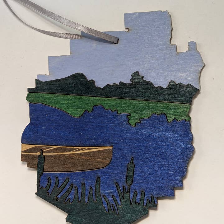 Adirondack Park NY Wood Ornament Art 5" for wholesale by Knit and Nailed