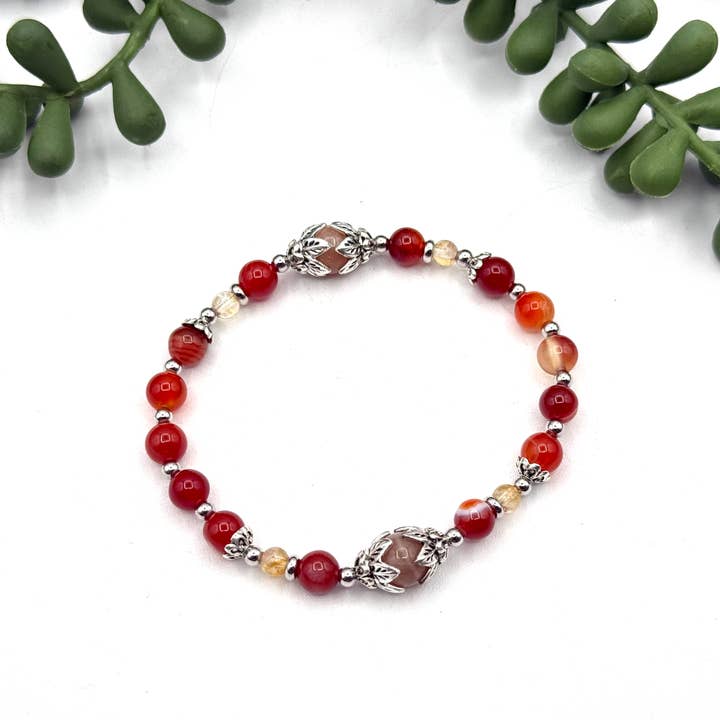 BRILLA LUMINOSO - Bracciale in Pietra del Sole/Carnelian a Fasce/Citrino per la vendita all'ingrosso da parte di Meraki Gemstones