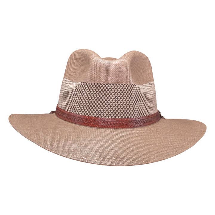 American Hat Makers - Wholesale Straw Hat - Unisex - Outback Vented Straw Sun Hat - Style Florence