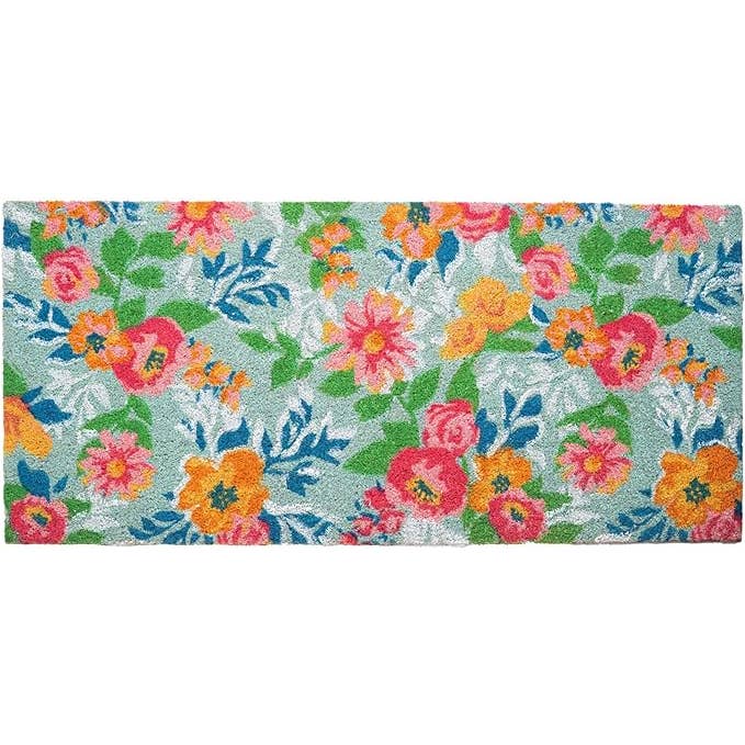Tapis en fibre de coco à imprimé floral, 22 x 47 pouces, multicolore pour la vente par India Wholesale Co