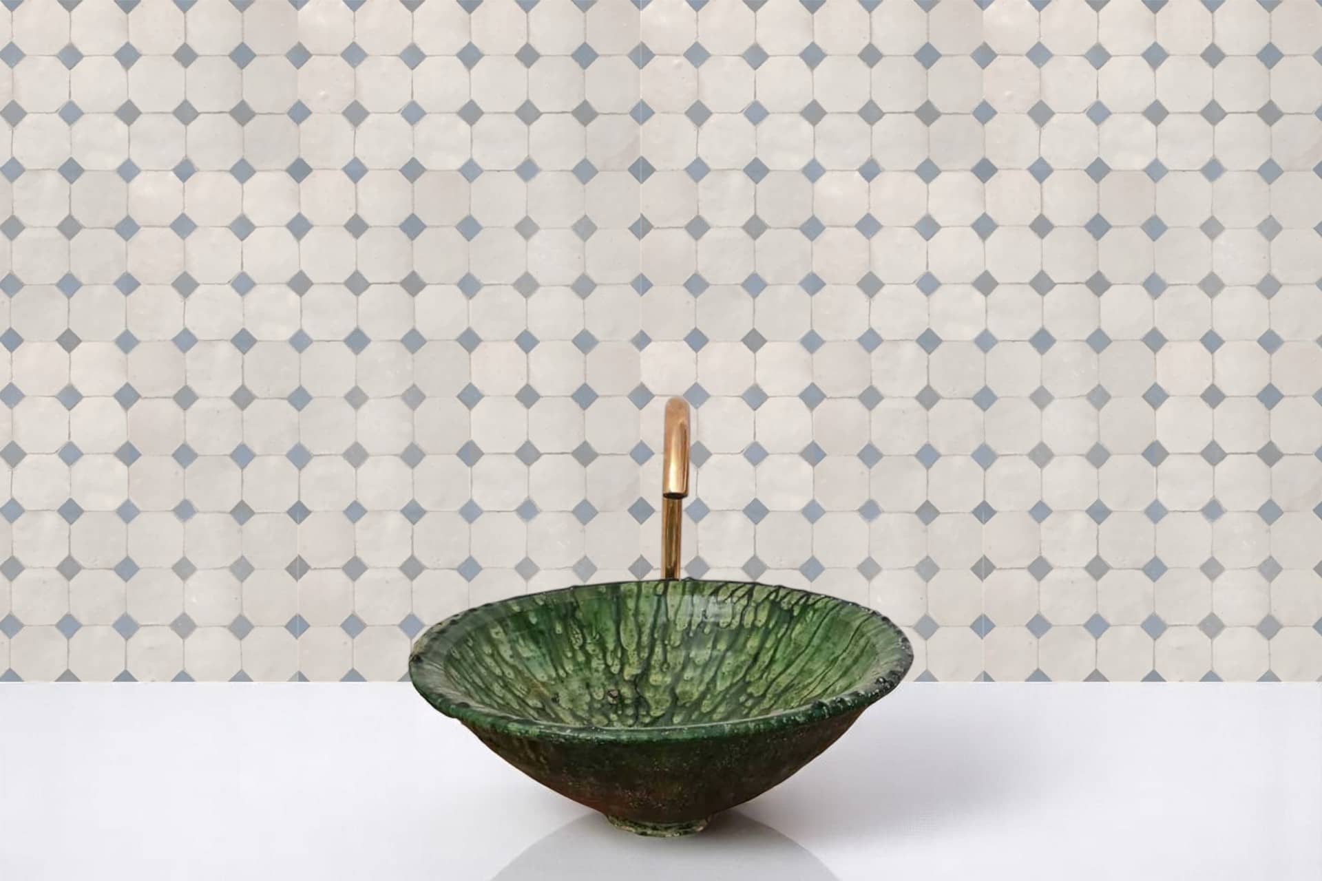 Moroccantastics - Wholesale Wall Tile - Handcrafted Light Gray & Gray Moroccan Zellige Tiles – Octagon & Bouchon Patterns2