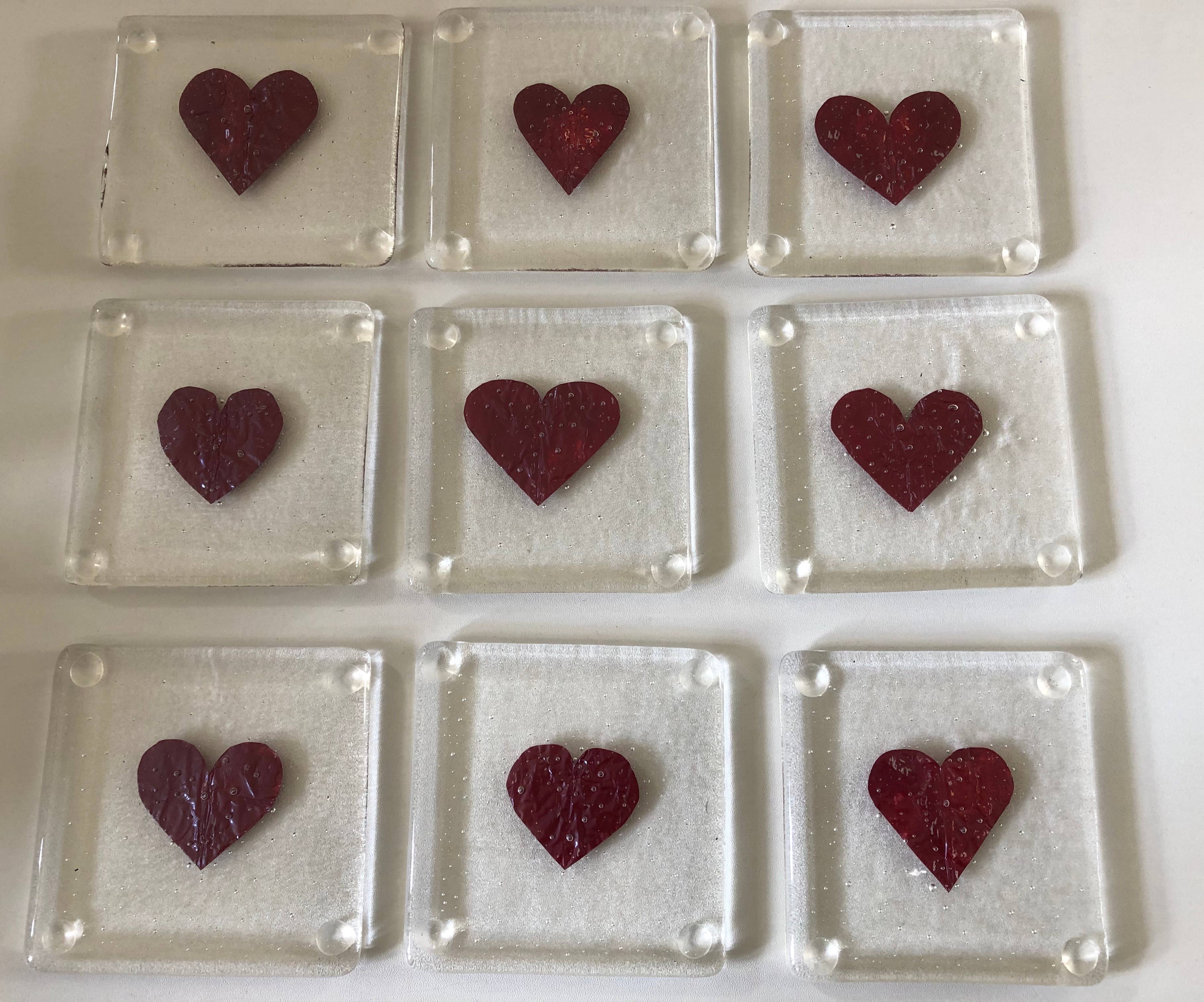 Ally Glass Studio – wholesale Coasters – Fused glass with copper Heart coaster6