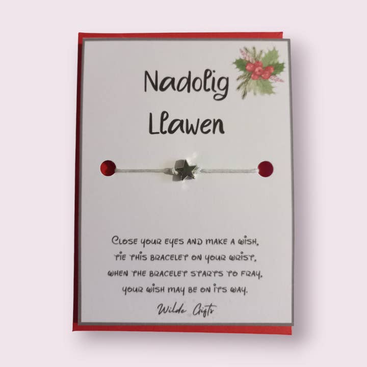 Nadolig llawen Wish bracelet for wholesale by Wilde Gifts UK