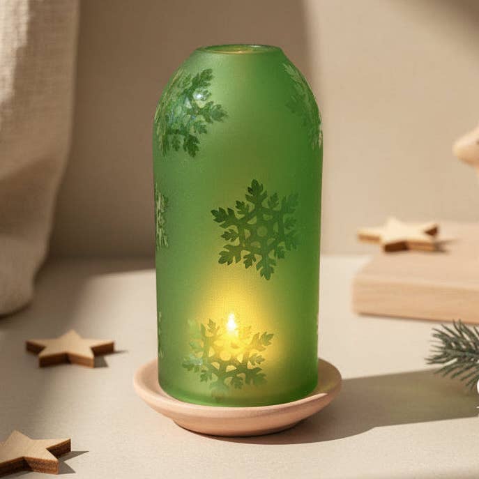 Upcycled Glass Lantern - Snowflakes for wholesale by Dandarah