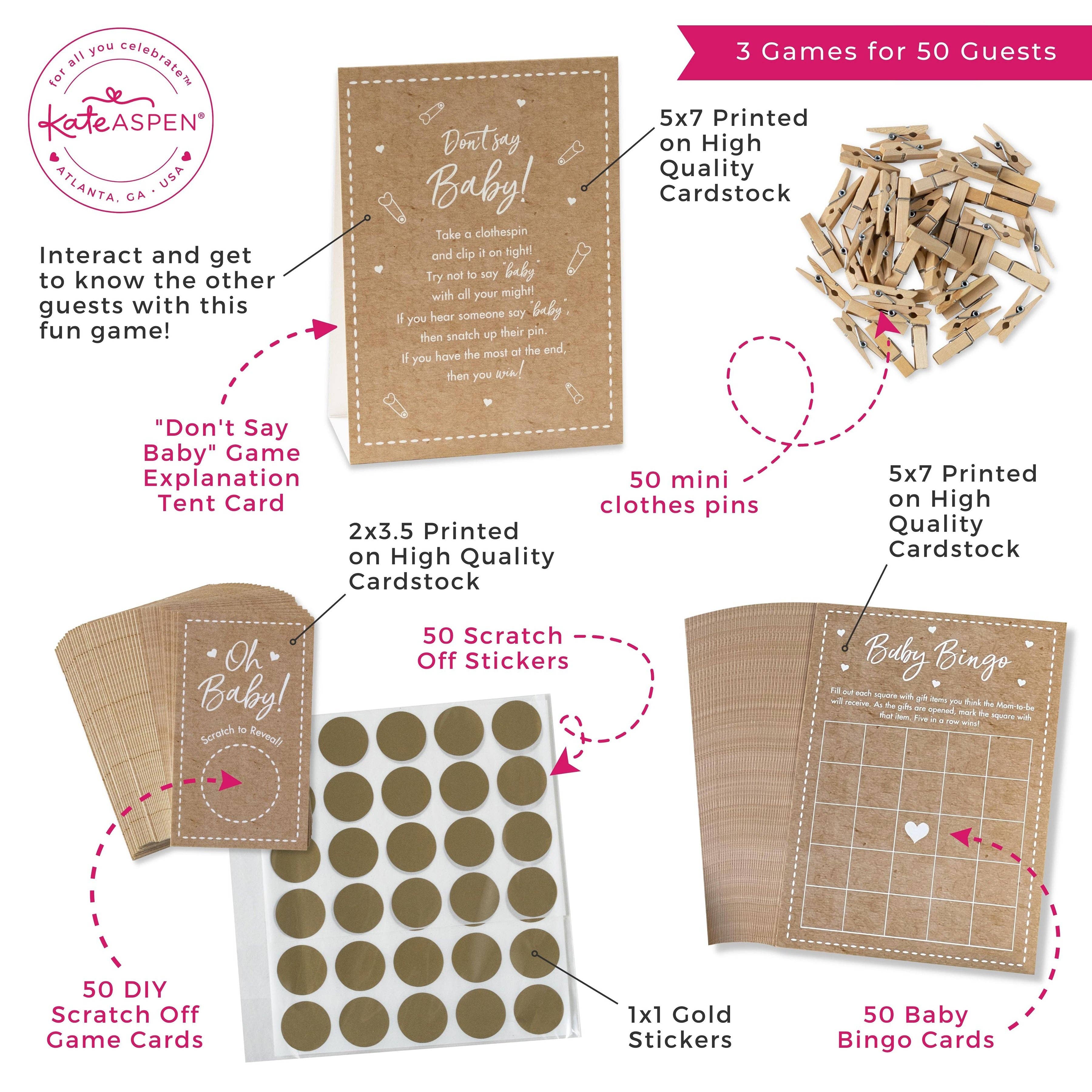 Kate Aspen - Vendita all'ingrosso Giochi di carte - Set di giochi Kraft per baby shower6