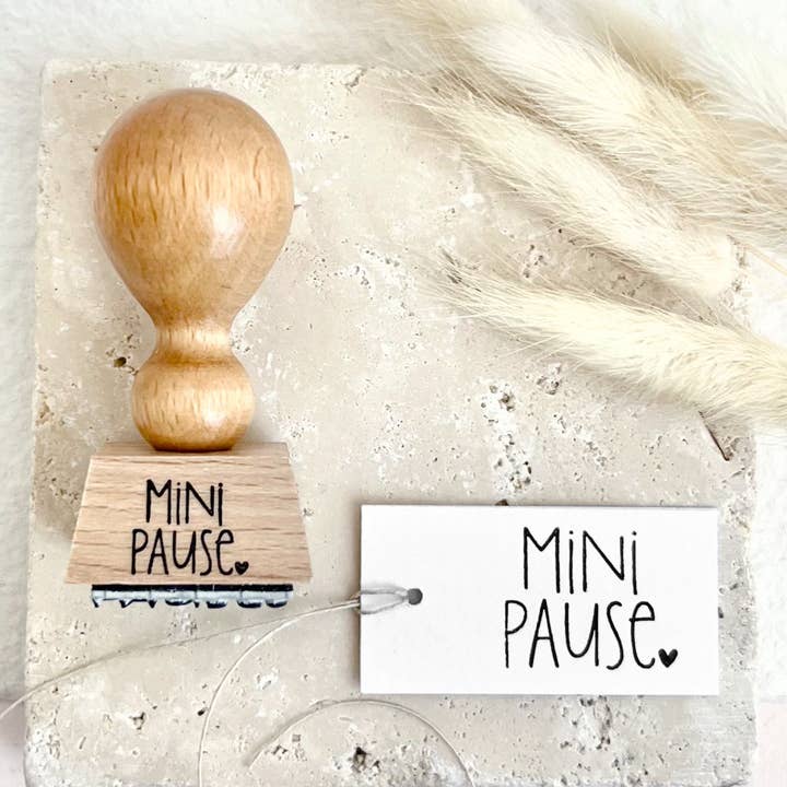 Timbro "Mini Pausa" | Timbro in legno fai-da-te per regali | Piccola pausa da portare per la vendita all'ingrosso da parte di Der kleine Sperling