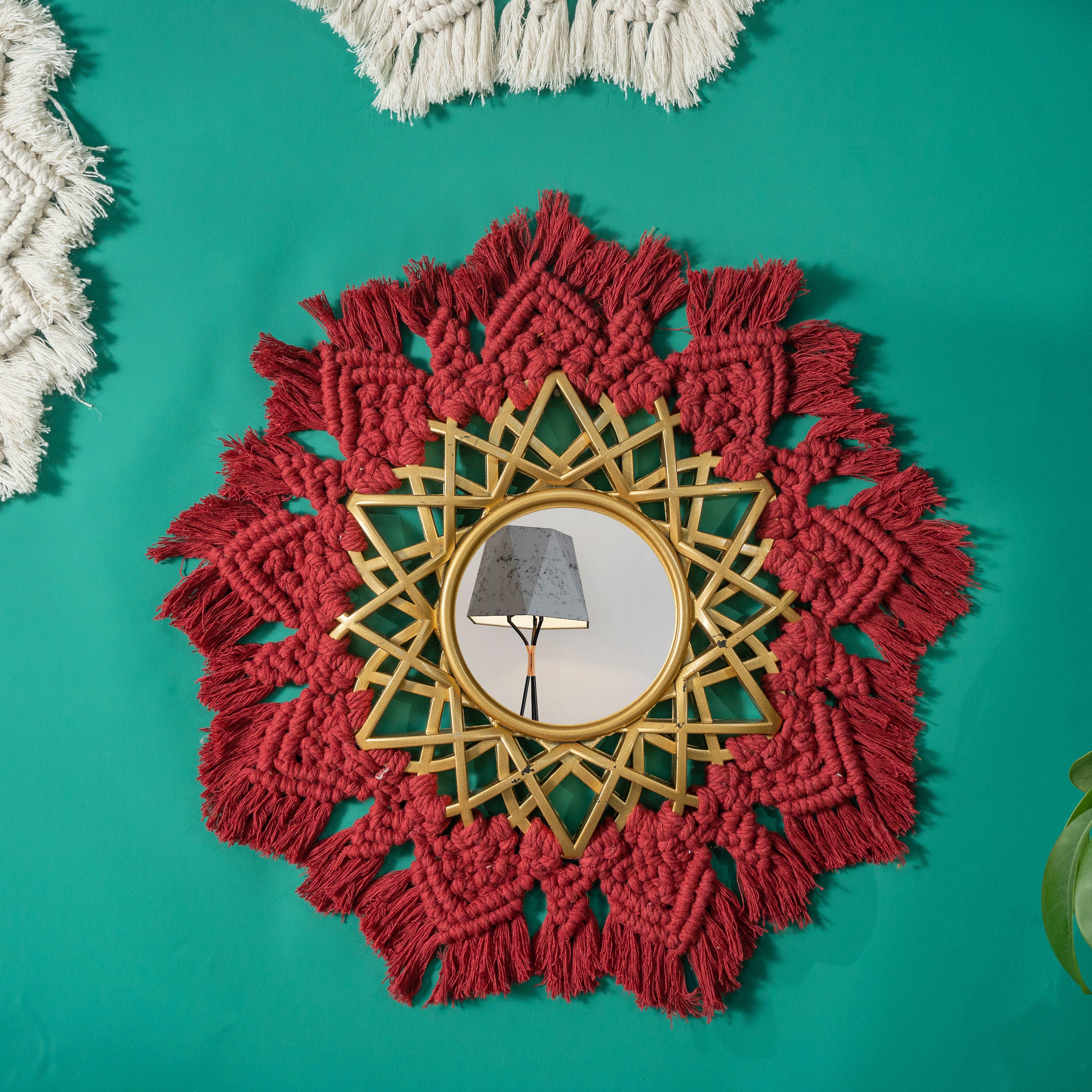 Sparkle Being - Wholesale Wall Mirror - Handmade Round Bohemia Style Wall Hanging - Macrame Mirror0