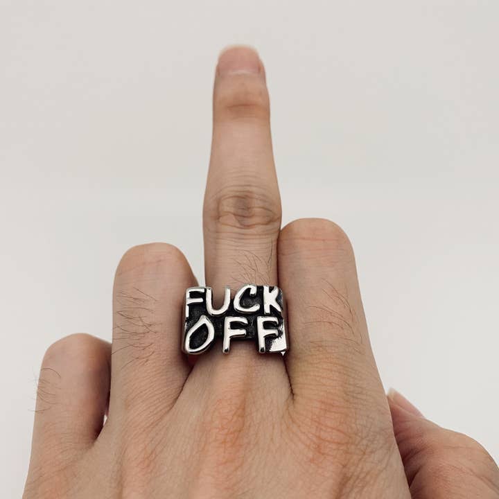Mio Queena - Wholesale Signet Ring - Personalized Fuck Off Stainless Steel Ring - MJ/MR