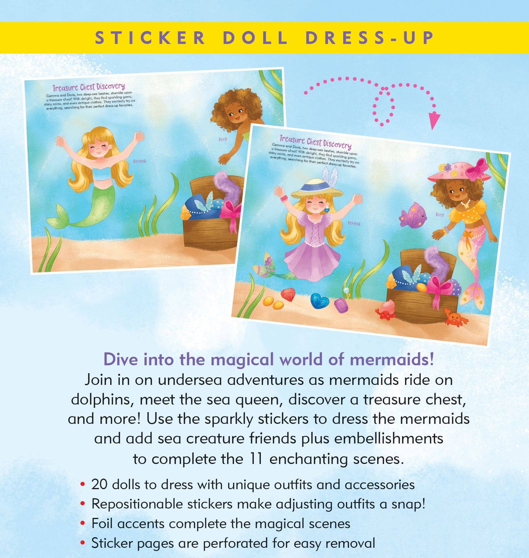 Peter Pauper Press - Wholesale Sticker - Kids & Baby - Mermaids Sticker Doll Dress-Up Book1