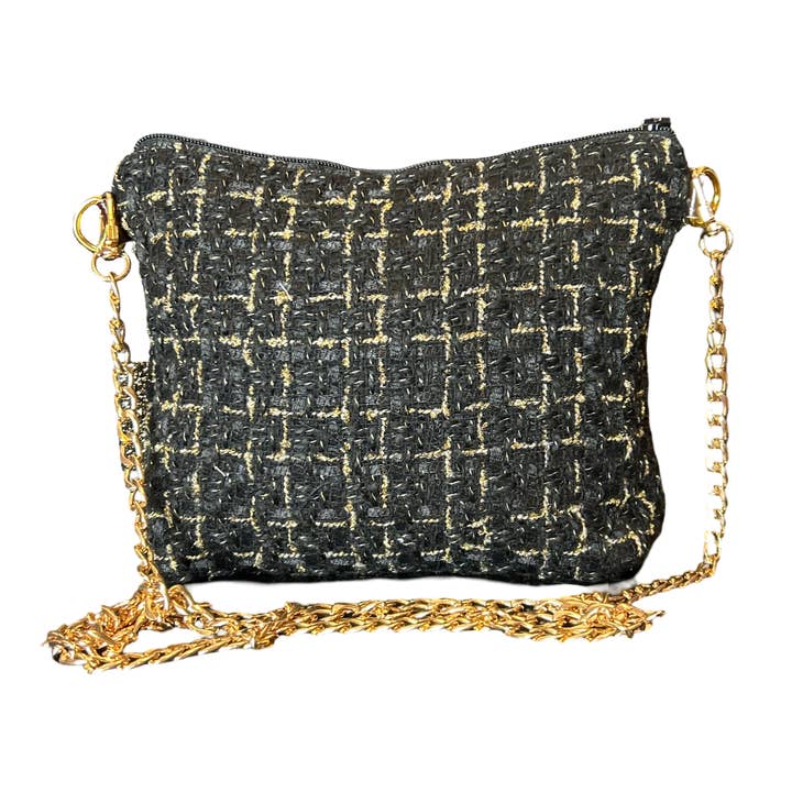 Vintage Luxe Up - Wholesale Crossbody Bag - Women's - Chanel CC Logo Camellia Noir Vintage Scarf Crossbody Bag