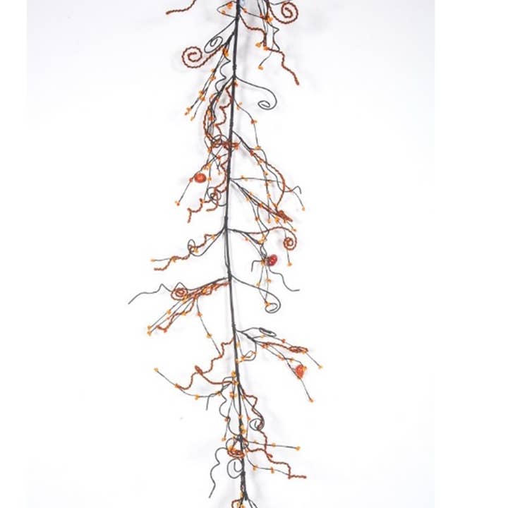 Pumpkin Garland W/Orange Twine and Rice Berries, 58 inches for wholesale by KMI International Corp.