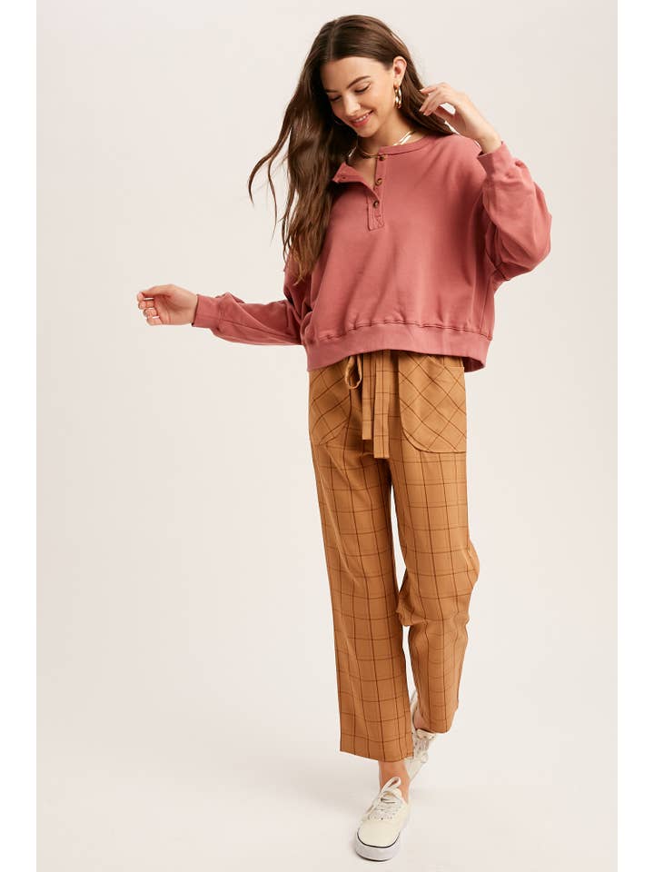 Listicle - Wholesale Knit Top - Women's - Henley Button Soft Knit Top LT111211