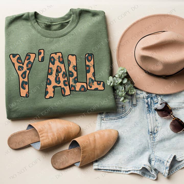 Sweat-shirt ou t-shirt imprimé Y'all Leopard pour la vente par Simple Tymes