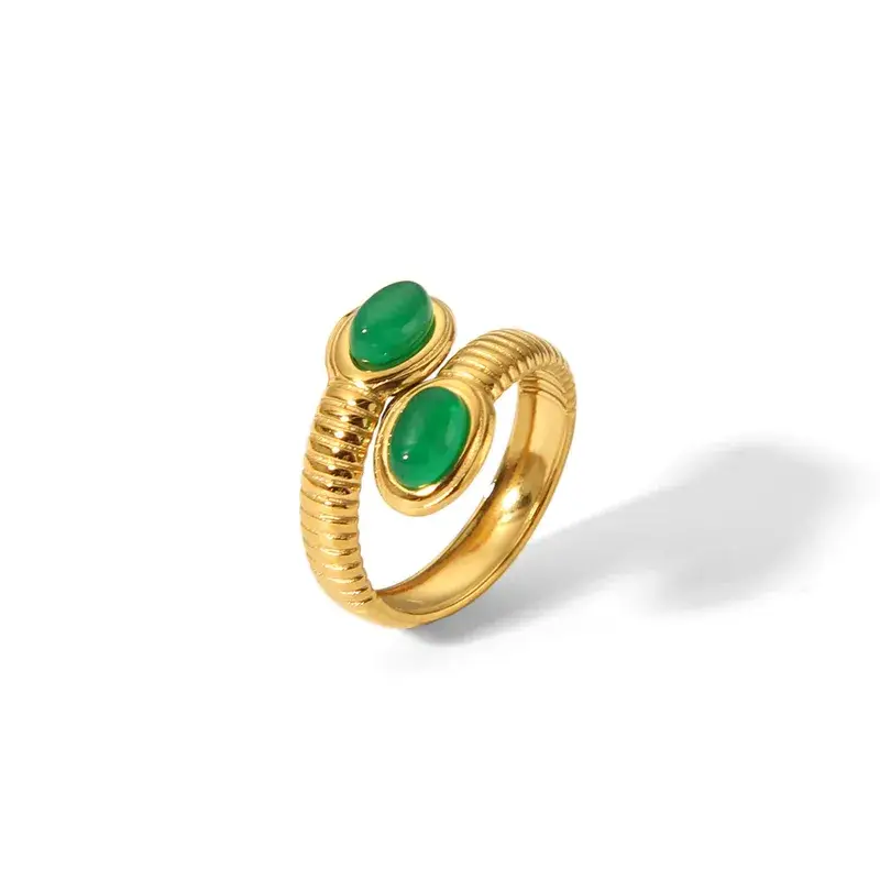 Sweet Cherry Sky - Wholesale Cocktail/Statement Ring - 18K Gold Plated Snake Ring with Stone Inlay Jewelry1