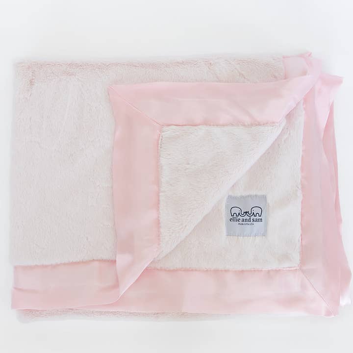 ellie and sam - Wholesale Security/Cuddle Blanket - Baby - Luxury Satin Border Blanket - Pink2