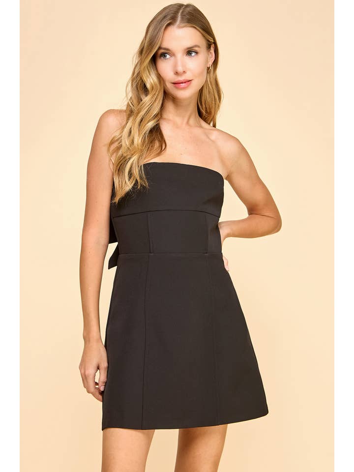 TCEC - Wholesale Dress - Women's - CD05295-Strapless Tailored Fit and Flare Bow Detail Dress