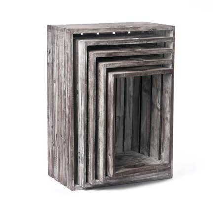 Willow Group - Wholesale Planter Box - S/5 RECT WOOD CRATES-GREY1