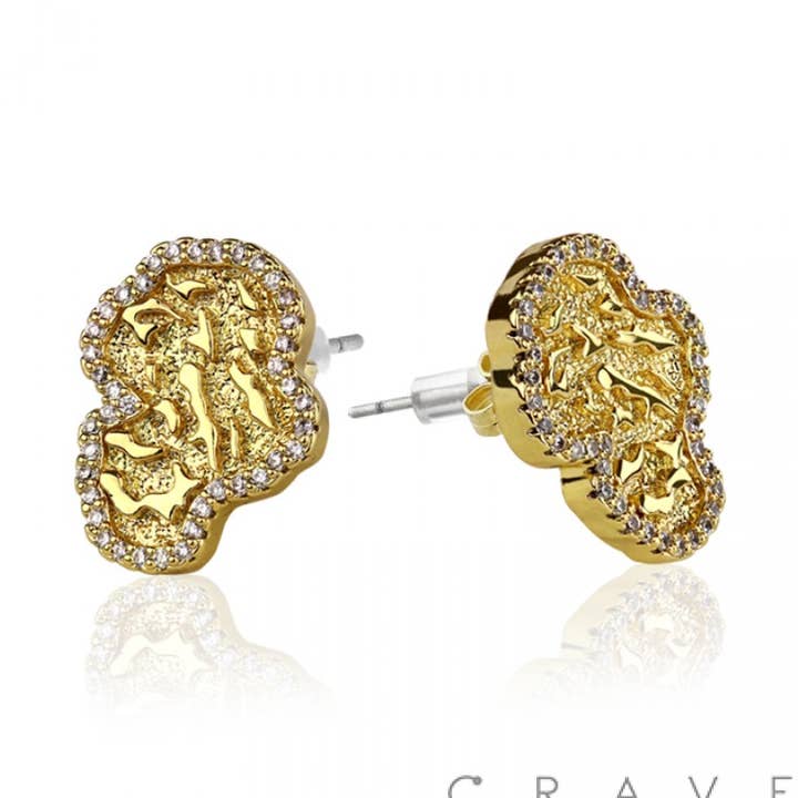 PAIRE DE PÉPITES EN ACIER INOXYDABLE PLAQUÉ OR 18 CARATS ET DÉCOUPÉES pour la vente par CRAVE