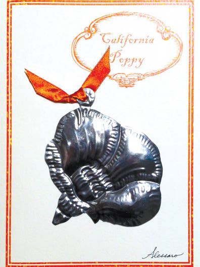 California Poppy Keepsake-ornament op wenskaart voor wholesale door Alessaro Designs