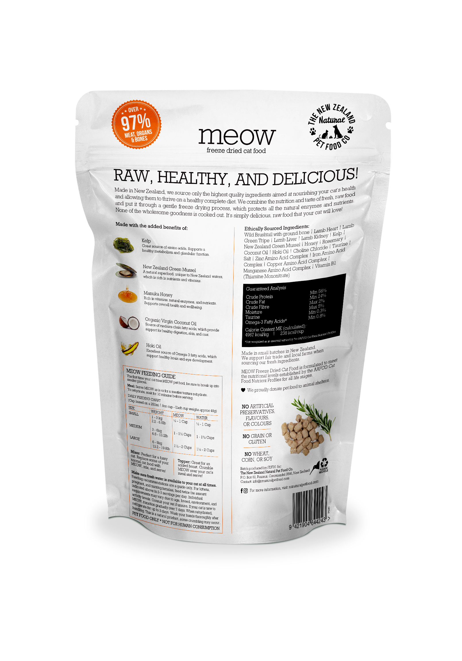 The New Zealand Natural Pet Food Co - Wholesale Pet Food - Cat - Meow Wild Brushtail Freeze Dried Cat Food 1.76oz | 9.9oz5