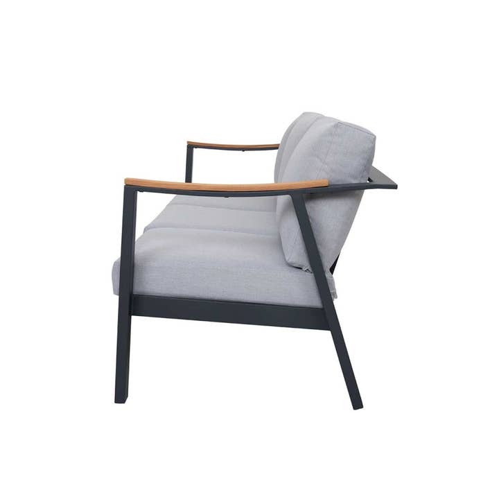 Silver Gray Nova 4-Piece Aluminum & Teak Sofa Set with Stationary Chairs for wholesale on Faire9