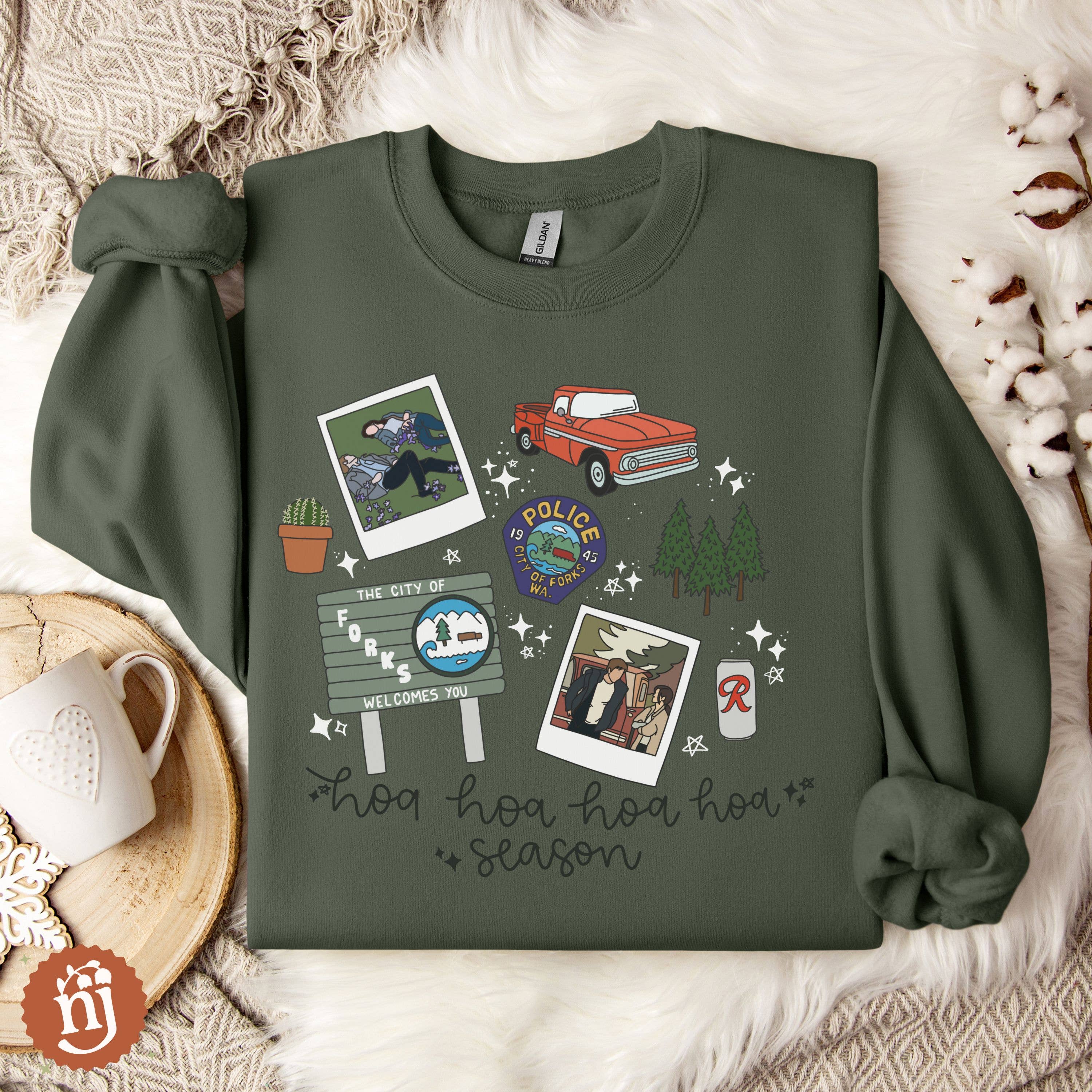 Nearly June Design Co – Sweatshirt - Unissexo por atacado – Camisola de Outono Hoa Hoa Hoa Crepúsculo5