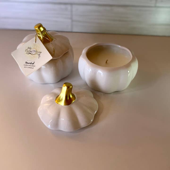 Holiday Pumpkin Candle med låg-Hvid for engroshandel hos My Eternal Blessing