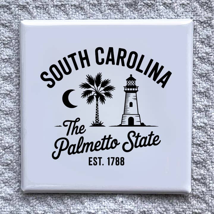 Aimant 2x2" de Caroline du Sud - Souvenir de réfrigérateur fait main pour la vente par Made With Aloha Magnets,llc