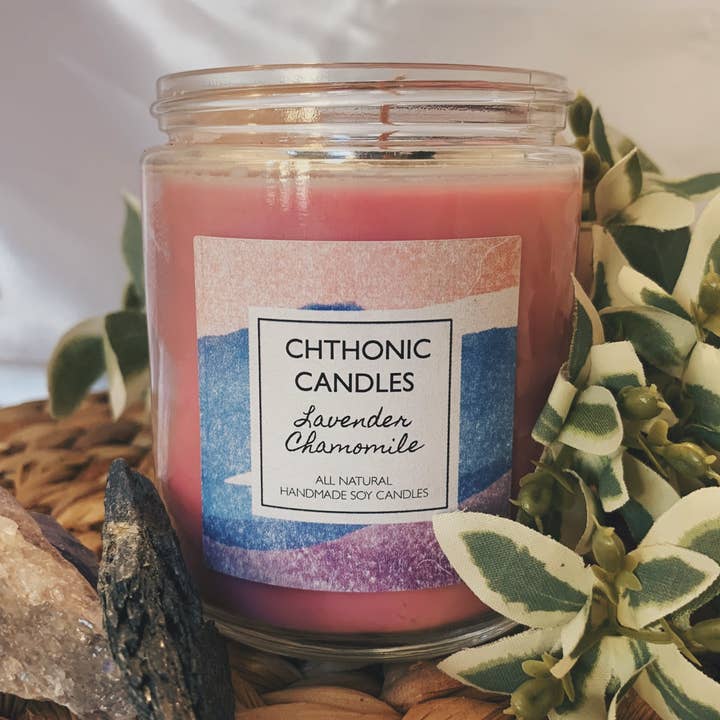 Chthonic Candles Lavender Chamomile 8oz for wholesale by Chthonic Co.