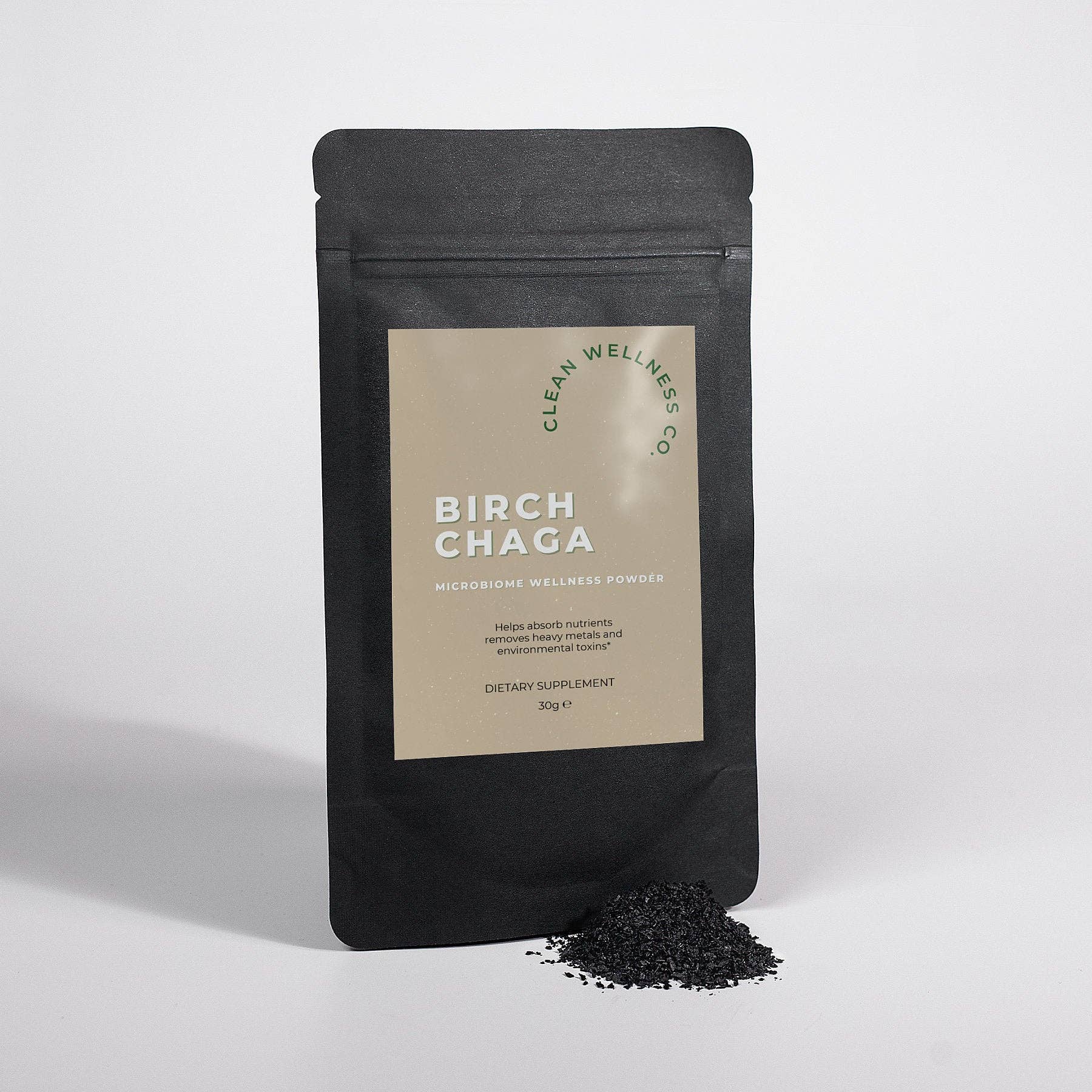 Clean Wellness Co - Vente Poudres protéinées/superaliments - Poudre de bien-être pour le microbiome de Birch Chaga1
