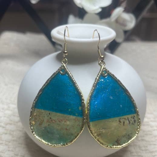 Teal split teardrops - Large for wholesale by WEARABLES BY B LLC