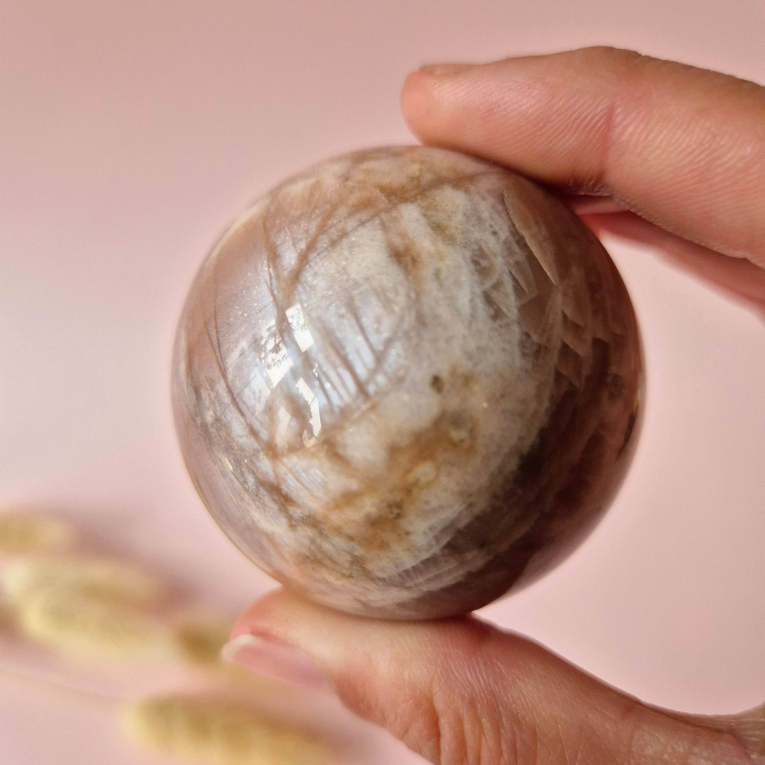 Moonlight Gemstones - Wholesale Spiritual Stone/Crystal - Crystal Gemstone Golden Sunstone Sphere with Blue & Gold Flash | 45–63 mm sphere6