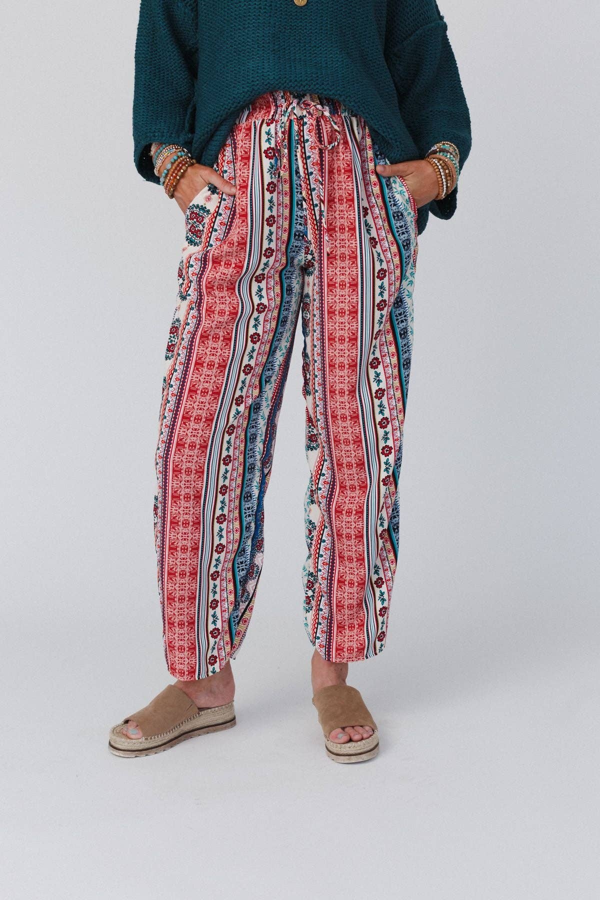 Three Bird Nest - Wholesale Pants - Women's - Staycation Wide Leg Drawstring Pant - Red Clay2