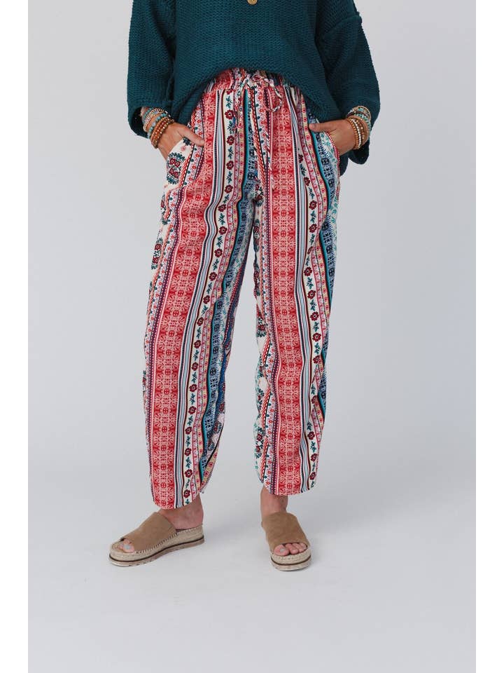 Three Bird Nest - Wholesale Pants - Women's - Staycation Wide Leg Drawstring Pant - Red Clay2