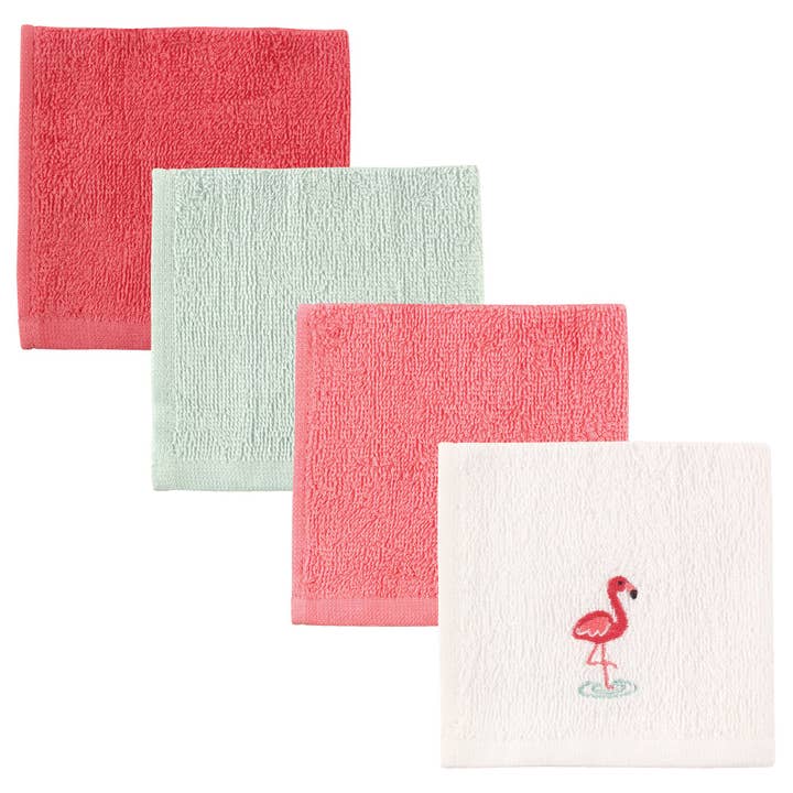 Débarbouillettes en coton super doux Luvable Friends, flamant rose pour la vente par BabyVision
