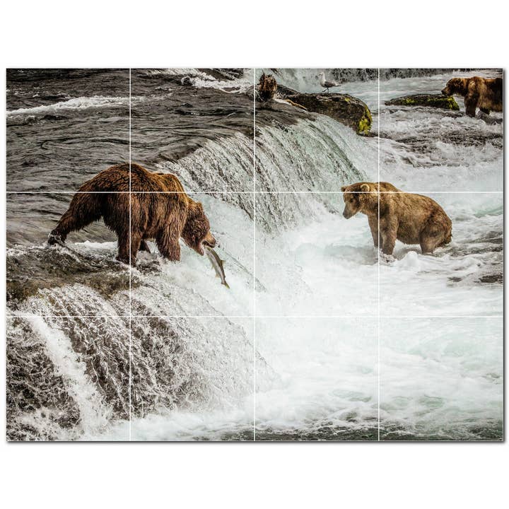 Peinture murale en céramique Bear Ceramic Tile PT500118 pour la vente par Picture-Tiles.com