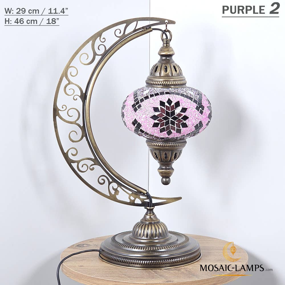 Mosaic Lamps - Wholesale Accent/Desk Lamp - 10+ Colors - Moroccan Moon Table Lamp, Arc, Murano Crescent60