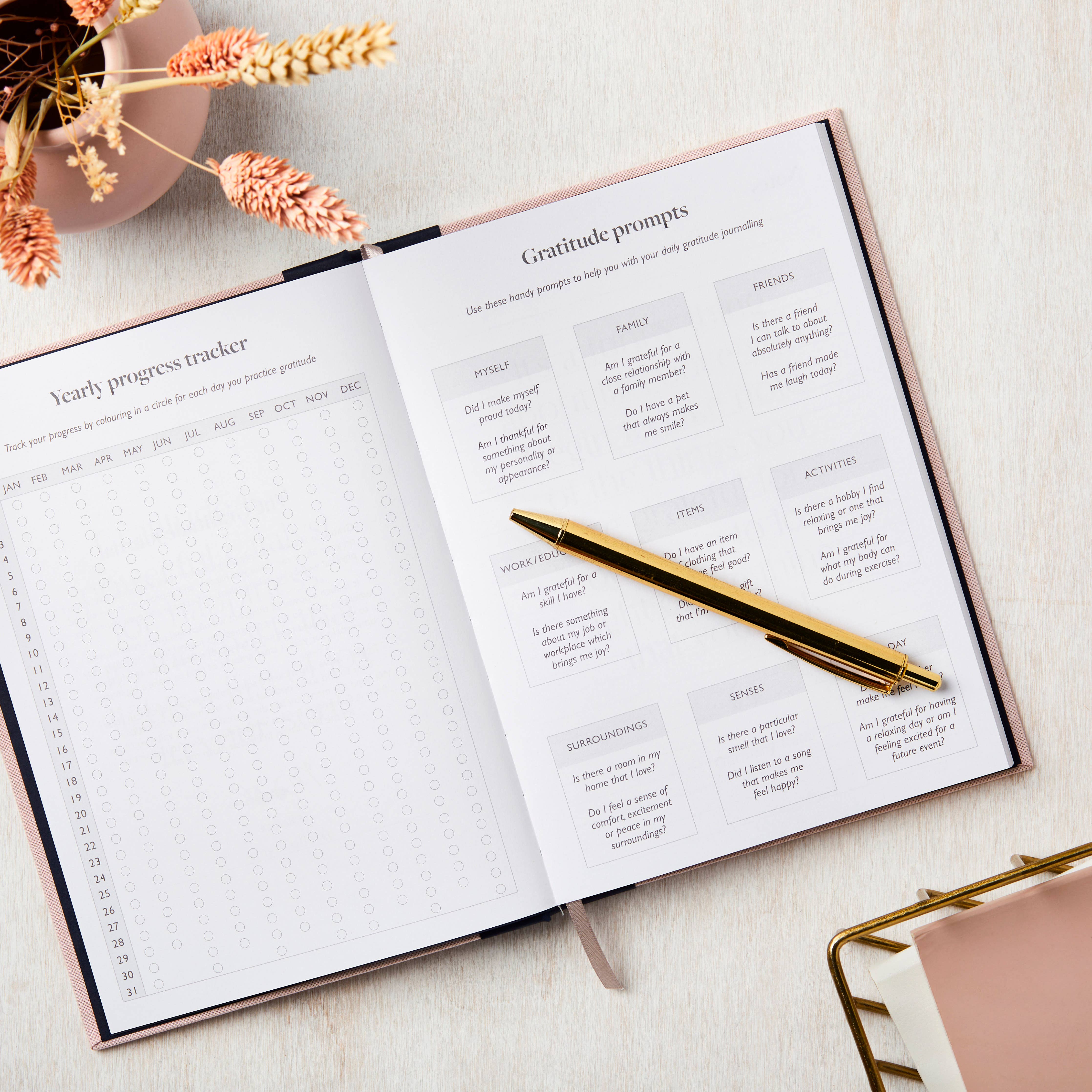 Blush Pink & Navy Taknemmelighedsdagbog for engroshandel på Faire2