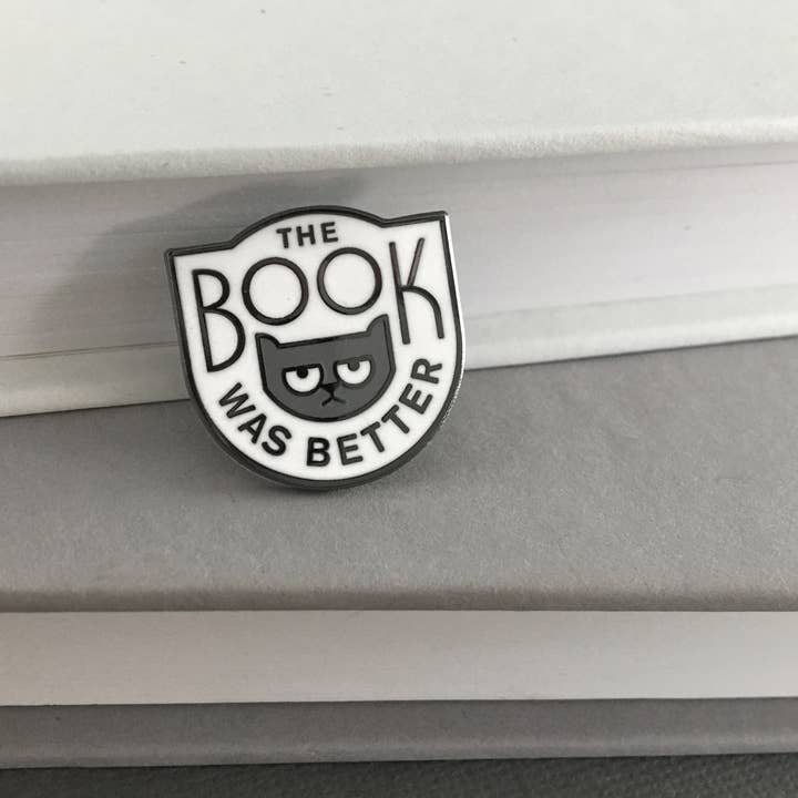 Rather Keen - Wholesale Lapel Pin/Button - The Book Was Better enamel pin - book snob cat pin