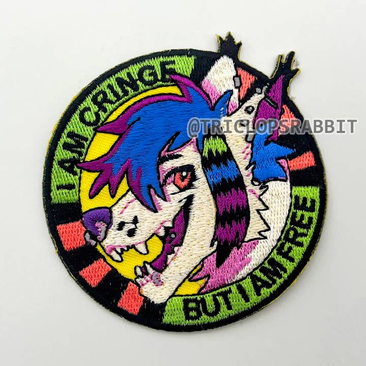 I Am Cringe But I Am Free Sparkledog Iron On Patch for wholesale by Triclops Rabbit