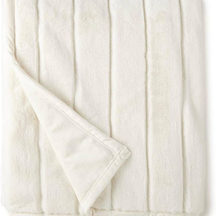 Crafted by Catherine - Wholesale Throw Blanket - Channel Cut Faux Rabbit Fur Throw 50" x 60"