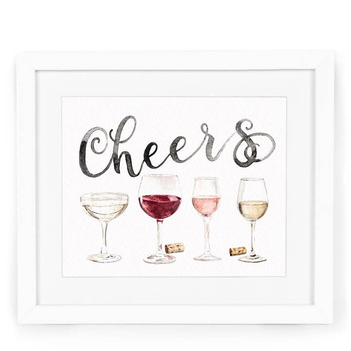 Cheers to Wine Watercolor Fine Art Giclee Print for wholesale by CharmCat