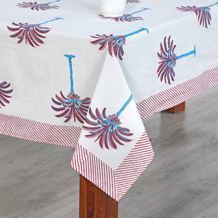 Fabricrush - Wholesale Tablecloth - Palm Hand Block Print Table Cloth2